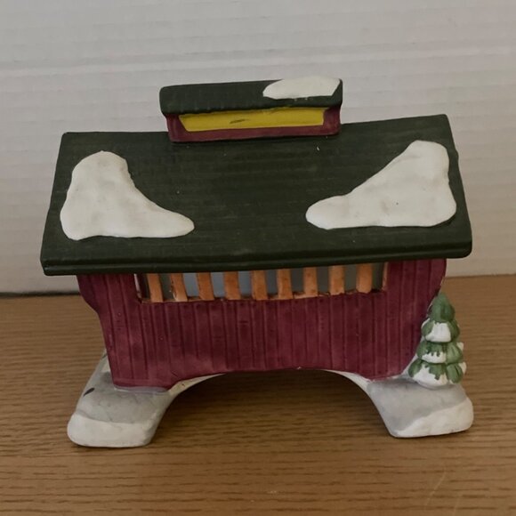 Vtg Lemax Oak Ridge Covered Bridge Christmas Village Hand-Painted Porcelain 1992 - Picture 3 of 11